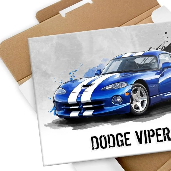 Plakat metalowy z pudlem Dodge Viper GTS